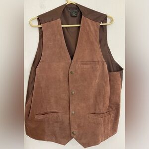 John L Blair Vest Men 2XLg Personal Choice 4 Snap Button Leather Western - BROWN
